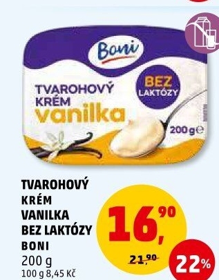 Tvarohový krém ochucený bez laktózy Boni