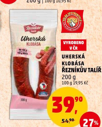 Uherská klobása Řezníkův talíř