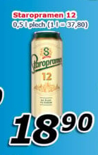 Pivo světlý ležák 12° Staropramen