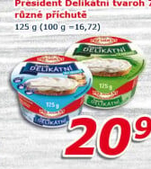Tvarohové pomazánky Delikátní Président
