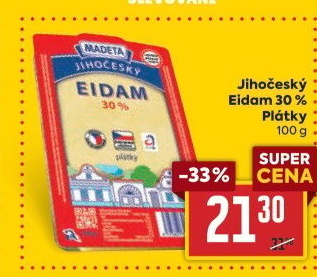 Sýr Eidam Jihočeský 30% Madeta