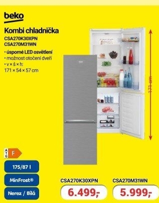 Kombinovaná chladnička Beko CSA270K30XPN