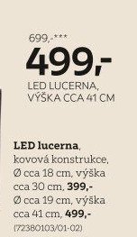 LED lucerna, výška cca 41 cm