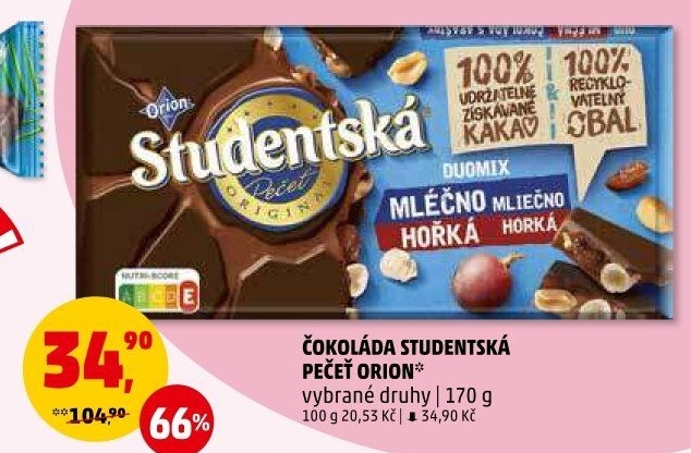 Čokoláda Studentská pečeť Orion