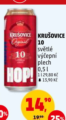 Pivo světlé výčepní Originál Královská 10° Krušovice