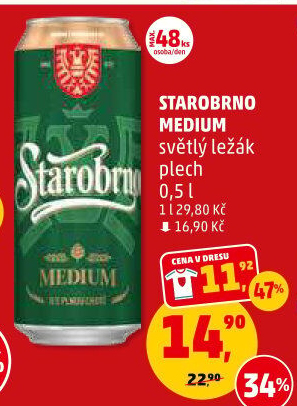 Pivo světlý ležák 11° Medium Starobrno