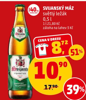 Pivo světlý ležák 11° Svijanský Máz Svijany