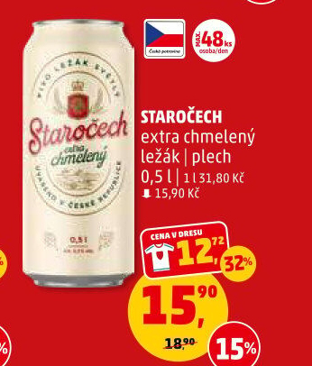 Pivo světlý ležák Staročech extra chmelený