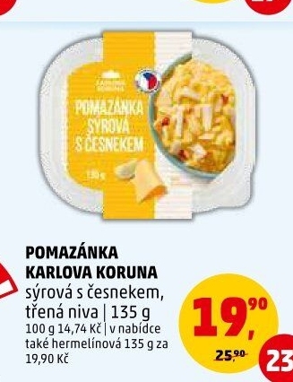 Pomazánka sýrová s česnekem Karlova Koruna