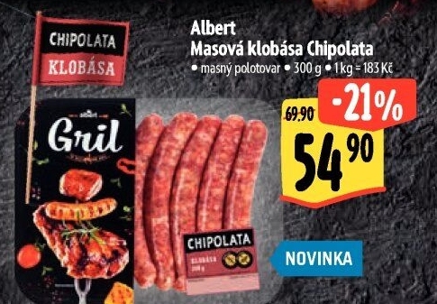 Klobása masová Chipolata Gril Albert