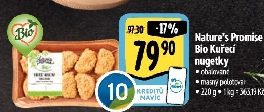 Kuřecí nugetky obalované bio Nature'