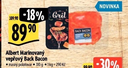 Marinovaný vepřový Back Bacon Albert Gril
