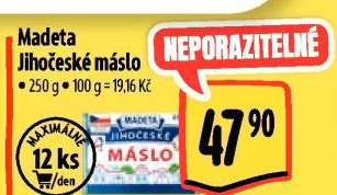 Máslo Jihočeské Madeta