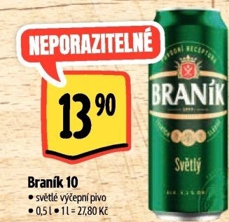 Pivo světlé výčepní 10° Braník