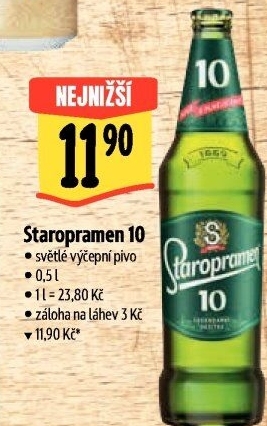 Pivo světlé výčepní 10° Staropramen
