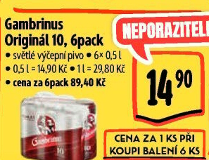 Pivo světlé výčepní Originál 10° Gambrinus