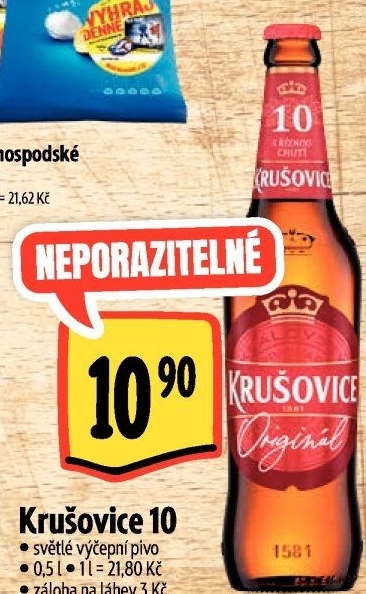 Pivo světlé výčepní Originál Královská 10° Krušovice