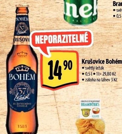 Pivo světlý ležák Bohém Krušovice