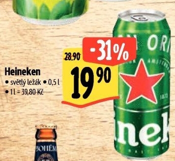 Pivo světlý ležák Heineken