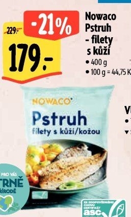 Pstruh filety s kůží Nowaco