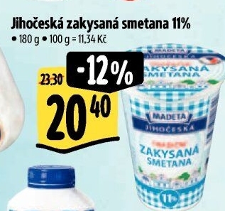 Smetana zakysaná Jihočeská Madeta 11%