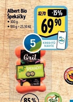 Špekáčky Bio Albert Gril