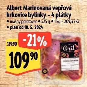 Vepřová krkovice marinovaná bez kosti Bylinky Albert Gril