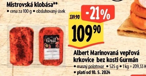 Vepřová krkovice marinovaná bez kosti Gurmán Albert Gril