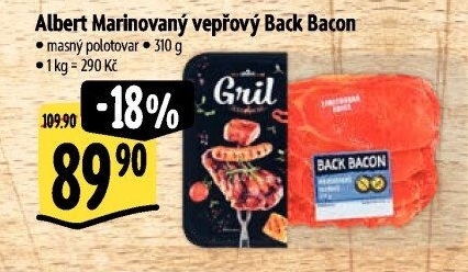 Marinovaný vepřový Back Bacon Albert Gril