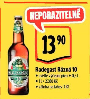 Pivo světlé výčepní Rázná 10° Radegast