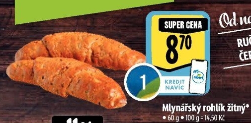 Rohlík Mlynářský žitný Albert