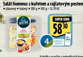 Salát Hummus s kuřetem a rajčatovým pestem s proteiny Albert Fresh Bistro