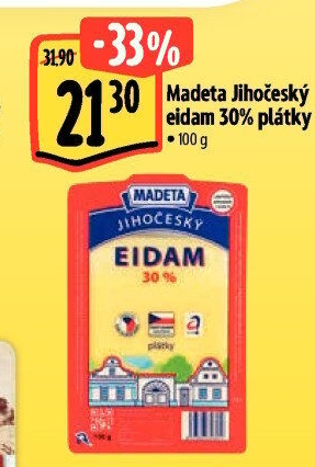 Sýr Eidam Jihočeský 30% Madeta