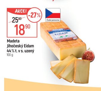 Madeta Jihočeský Eidam 44% t. v s. uzený