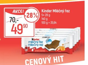 Kinder Mléčný řez