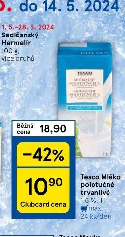 Tesco Mléko polotučné trvanlivé