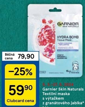 Textilní pleťová maska Garnier