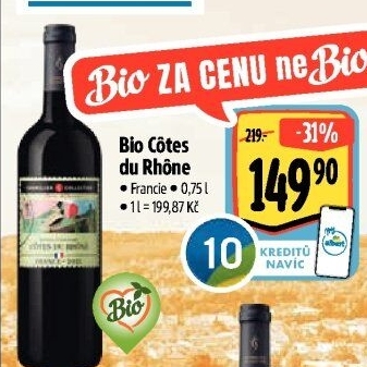 Vína Côtes du Rhône bio Sommelier Collection