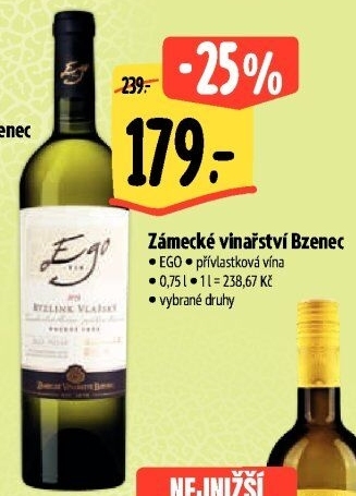Vína Ego Zámecké vinařství Bzenec - přívlastková
