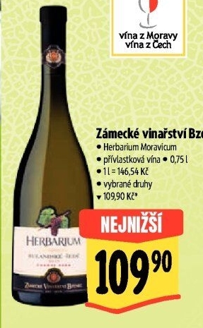 Vína Herbarium Moravicum Zámecké vinařství Bzenec - pozdní sběr