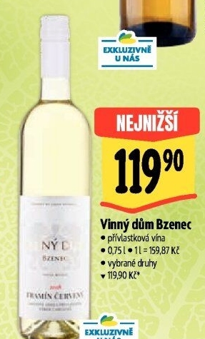 Vína Vinařství Vinný dům Bzenec - přívlastková