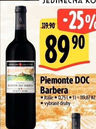 Víno Piemonte DOC Barbera Sommelier Collection