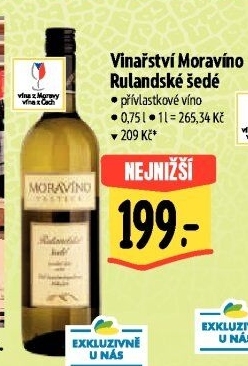 Víno Rulandské šedé Moravíno Valtice - přívlastkové