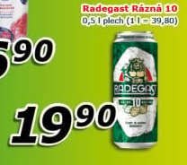 Pivo světlé výčepní Rázná 10° Radegast