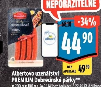 Debrecínské párky Premium Albertovo uzenářství