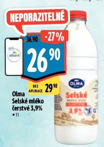 Mléko čerstvé selské Olma - 3,9% plnotučné