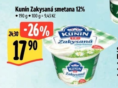 Zakysaná smetana Mlékárna Kunín 12%