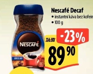 Instantní kávy bez kofeinu Decaf Nescafé