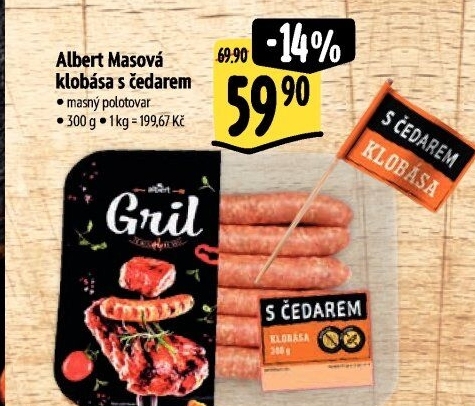 Klobása masová s čedarem Albert Gril