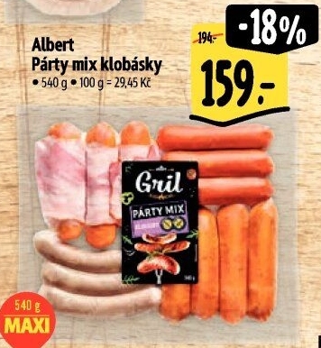 Klobásky Párty mix Albert Gril